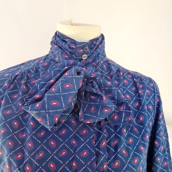 Pan-ter VTG High Neck Paisley Blouse Size 9/10 (Large) - Picture 8 of 12